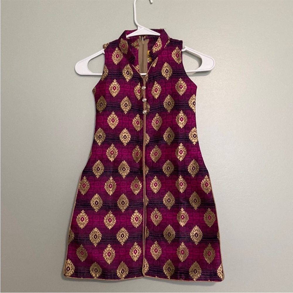 INDIAN ATTIRE Elegant Gold and Purple Girls’ Dress
